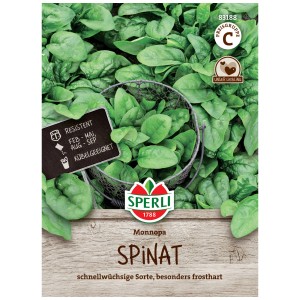 Sperli Épinard Monnopa Graines : Variété rustique pour plates-bandes et balcons, résistante et productive.