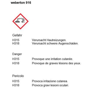Simbolo di pericolo: Weber ton 916 cemento può causare irritazione cutanea e gravi danni agli occhi.