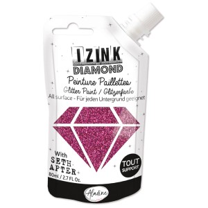 Aladine Diamond Rosa Eggplant Glitzerfarbe in Quetschflasche, Farbe Rosa-Violett.