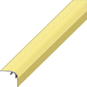 Profilo terminale Clipstech in alluminio color ottone, 32x27 mm, 1 m di lunghezza, per laminato e parquet.