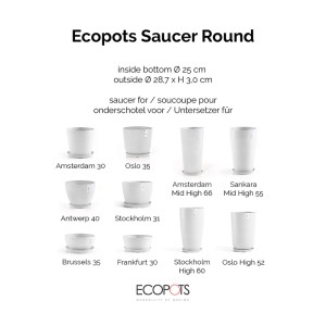Ecopots Soucoupe Amsterdam Blanc, Ø 29 cm : Différents modèles de pots avec soucoupes.
