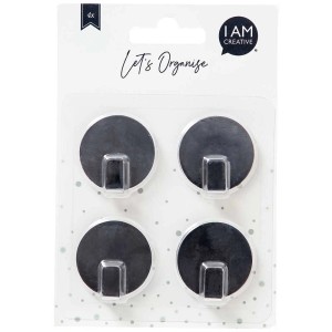 I Am Creative Magnethaken, 4er-Set, silberfarben, ø 3,5 cm. Ideal für Büro und Zuhause.