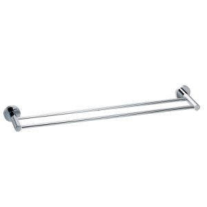 Portasciugamani doppio Diaqua cromato in metallo, 60 cm, per montaggio a parete in bagno.