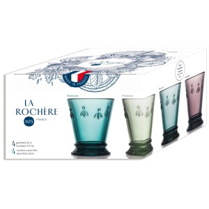 Set di bicchieri La Rochere Abeille, 4 bicchieri colorati con rilievo ape, 26 cl.