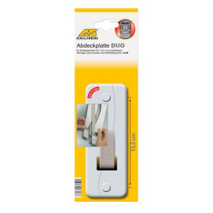 Plaque de recouvrement Softline blanche, entraxe de 13,5 cm pour enrouleurs de volets.