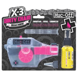 Dispositivo pulisci catena Muc-Off X3 con detergente (75ml) per biciclette.