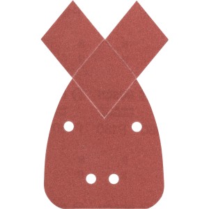 Feuilles abrasives multiples Bosch DIY K180, papier abrasif pour ponceuses multifonctions avec fixation auto-agrippante et trous d'extraction.