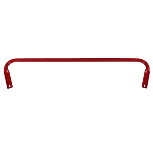 Main courante rouge en acier pour escalier de grenier Dolle Isotrend, escalier intérieur.