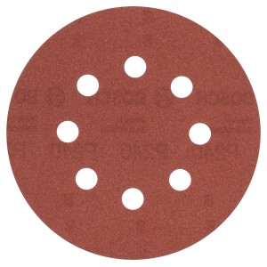 Disque abrasif Bosch K240 pour ponceuse multiple, Ø 125mm, 8 trous.