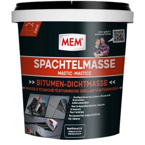 Secchio di MEM Spachtelmasse Profi, 1 kg, senza solventi, per sigillature e riparazioni.