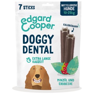 Edgard & Cooper Doggy Dental snack per cani con menta e fragola, 7 pezzi. Snack per l'igiene dentale per cani di taglia media.
