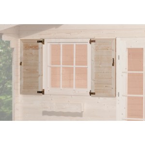 Volets Weka, 2 vantaux, naturels, pour fenêtres de cabanon de jardin 91x91 cm.
