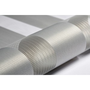 Store double Gardinia EasyFix, 45x150 cm, gris clair, détail du tissu.