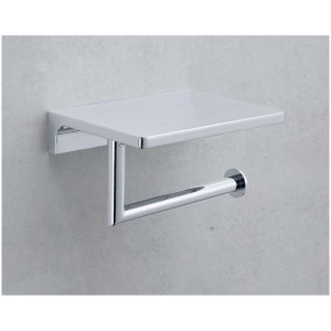 Porta carta igienica Diaqua cromato con mensola per bagno o toilette ospiti.