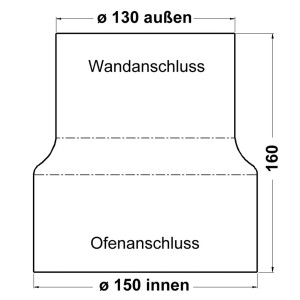 Réduction pour tuyau de poêle Firefix, gris foncé, Ø 150/130 mm pour accessoires de poêle.