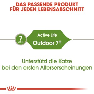Royal Canin Outdoor 7+ cibo per gatti anziani che vivono all'aperto dai 7 anni.