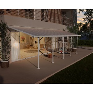 Copertura per patio Palram Canopia Feria 3x8.51 bianca con pannelli del tetto in policarbonato.