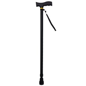 Canne de marche noire Ridder Ally, hauteur réglable avec poignée ergonomique et boucle pour sécurité salle de bain.
