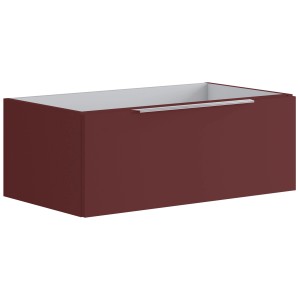 Meuble sous-vasque Bali, rouge Jaipur mat, 79,5x30x45,5 cm. Meuble de salle de bain avec tiroir et poignée chromée.