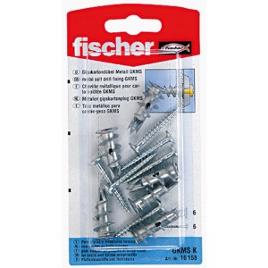 Fischer tasselli metallici GKM SK per cartongesso, 6 pezzi, con viti per alta capacità di carico.