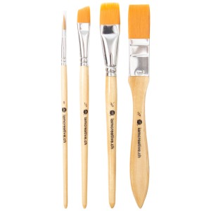 I Am Creative Pinselset, 4-teilig mit Flach-, Schwert- und Rundpinseln für Künstler.