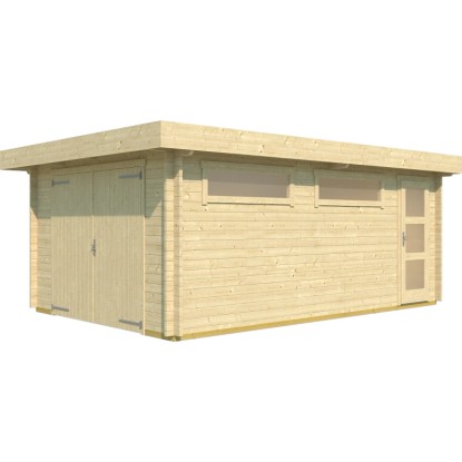 Weka Einzelgarage 441 Natur mit Holztor