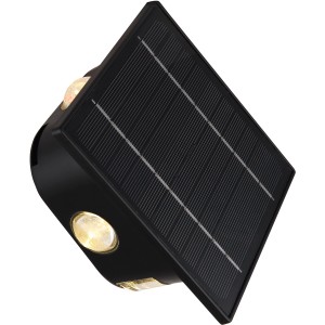 Applique solare a LED Globo nera con pannello solare ed effetto luce a quattro vie.