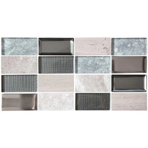 Mosaïque Vabene Pronto Uno Grey, 15x30 cm, mosaïque en verre pour intérieur.