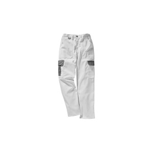 Pantalon de travail blanc Reindl Classic Duo avec poches grises.