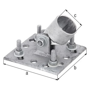 Platine de fixation galvanisée à visser, pour poteaux de clôture Ø 34 mm, pour la construction de clôtures.