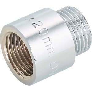 Prolunga per rubinetto in ottone cromato, 18,6 x 21 mm, estensione di 20 mm per raccordi filettati.