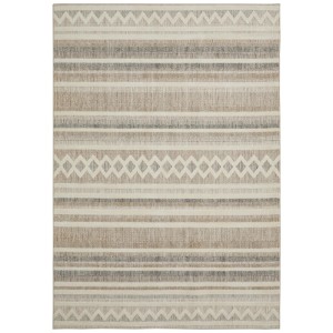 Tapis tissé Luxor Living Crosby, crème-gris, 160x230 cm. Tapis à poils courts avec motif rayé.