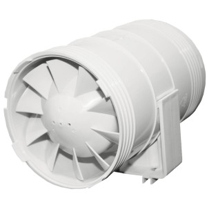 Ventilateur blanc Marley Premium P10 pour conduit d'air avec support.