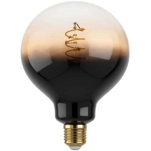 Ampoule LED Eglo E27, G125, 4W, verre gris-noir, avec LED en spirale.
