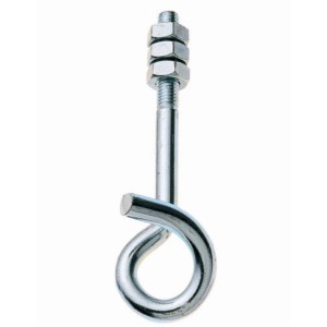 Silberner Schraubhaken 140 mm mit Muttern, geeignet für Edelstahl-Beschläge.
