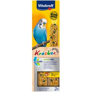 Vitakraft Kräcker Feather Care per cocorite, 2 pezzi. Alimento complementare con vitamine e minerali.