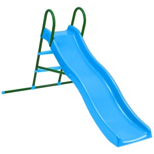Scivolo ondulato blu Starplast con struttura in acciaio verde, lunghezza 206 cm.