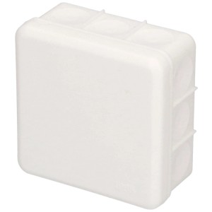 Boîte de dérivation AP blanche IP65, 85x85x38mm, pour installations électriques.