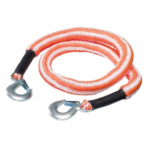 Cavo di traino OBI 2,5 t, rosso-bianco, con due ganci per assistenza stradale.