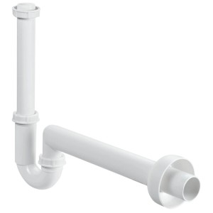 Siphon de lavabo tubulaire en plastique blanc, Ø 32 mm.