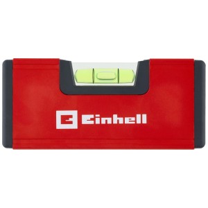 Einhell Taschenwasserwaage, 10 cm, rot, mit Libelle und Magnetfuß.