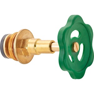 Tête de vanne à siège incliné, 33,3 mm (G 1), laiton avec volant vert.