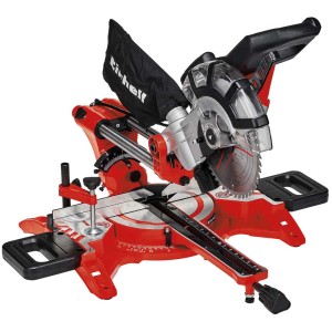 Scie à onglet radiale Einhell TC-SM 2131/1 Dual, rouge, avec sac à poussière et laser.