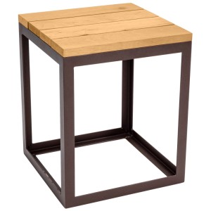 Tabouret d'extérieur Nouvel Timber, structure en métal marron avec assise en bois, 46x38x38 cm.