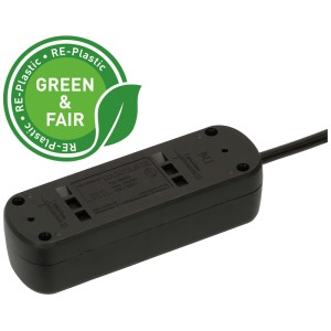 Multiprise noire Max Hauri Basic Line en plastique avec câble de 1,5 m.