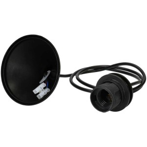 Suspension pour lampe E27 noire avec câble de 1 m et fixation au plafond. Pour installation de lampe.