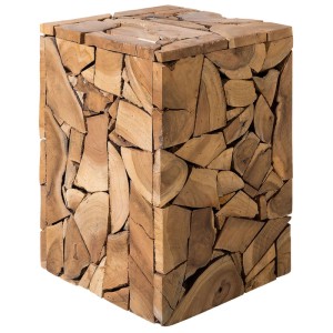 Table basse carrée Beliani Nelson en teck marron, 45x30x30 cm.