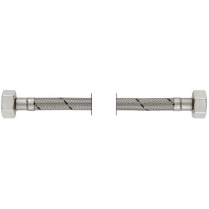 Tuyau de raccordement Flexo DN10, 30 cm, avec tresse en acier inoxydable et filetage femelle 3/4 pouce.
