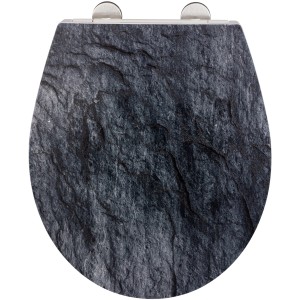 Wenko sedile WC Slate Rock con chiusura ammortizzata, duroplastica, effetto ardesia.