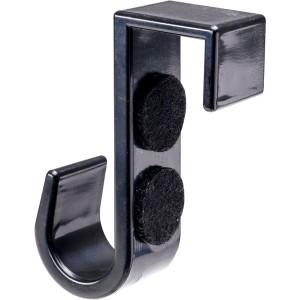 Schwarzer Hettich Türhaken aus Kunststoff mit Filzgleitern zum Einhängen. Ideal für Garderobe, Bad oder Schlafzimmer.